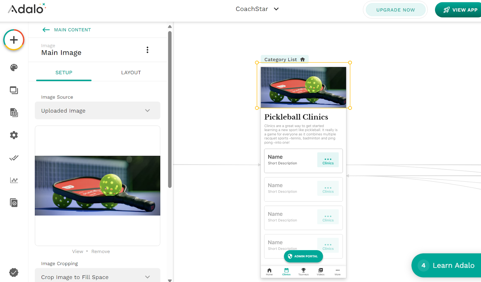 Adalo's mobile app creation interface